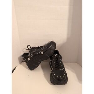 Koi Footwear Jinx Mystic Charm Trainers in Black Vegan Leather Size 6